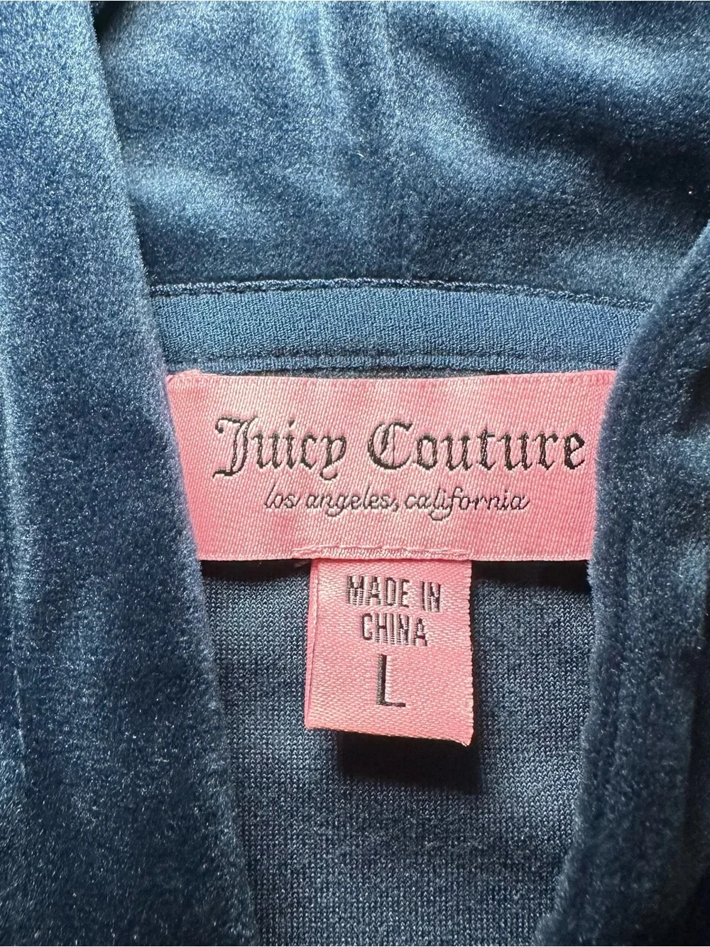 Juicy Couture Dark Navy Velour Rhinestone Tracksuit Set Matching Large L